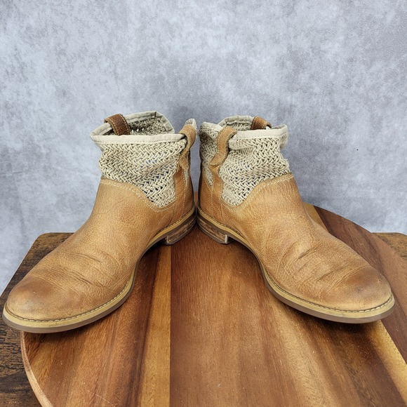Timberland Ankle Boots Womens 7.5 Savin Hill Brown Leather Weave Pull On 4160 - Picture 5 of 13
